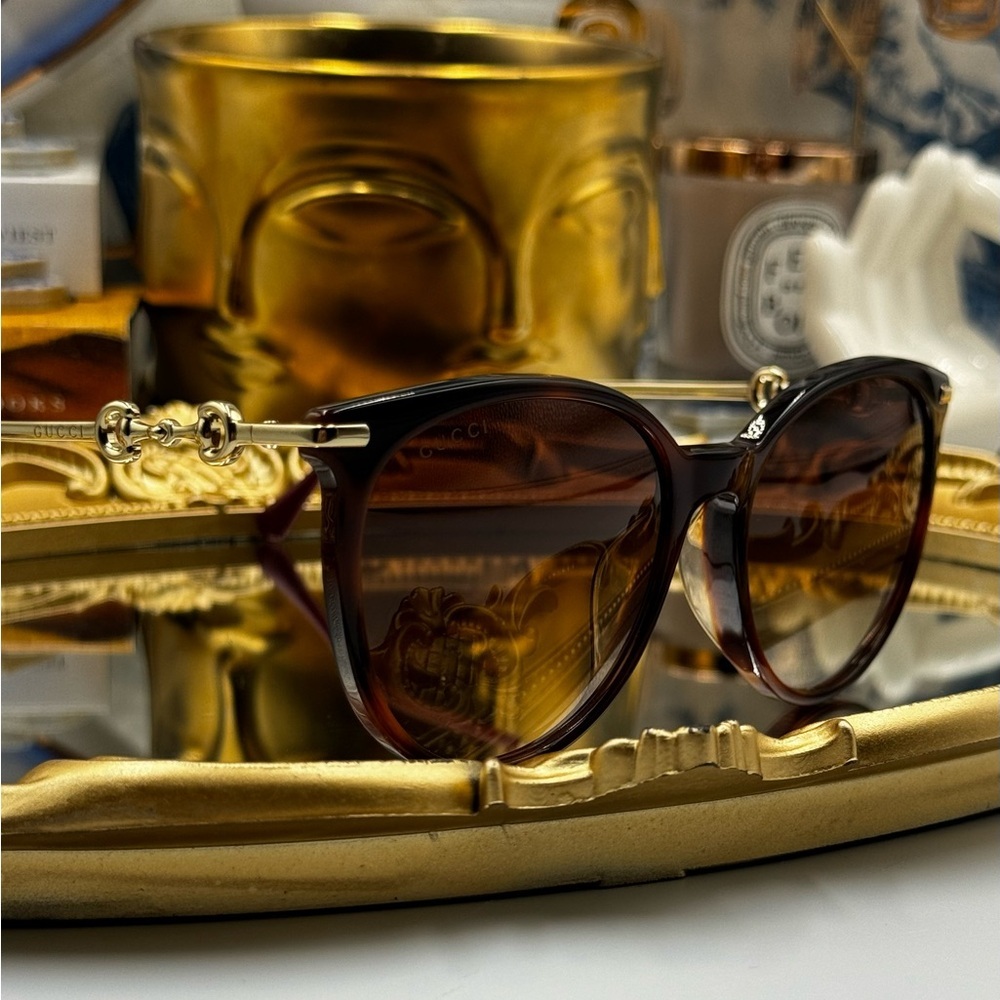 🆕 GUCCI 🧿 NWOT GG0885SA002 Acetate Cat Eye Horsebit Sunglasses, Brown Gradient - Picture 9 of 15